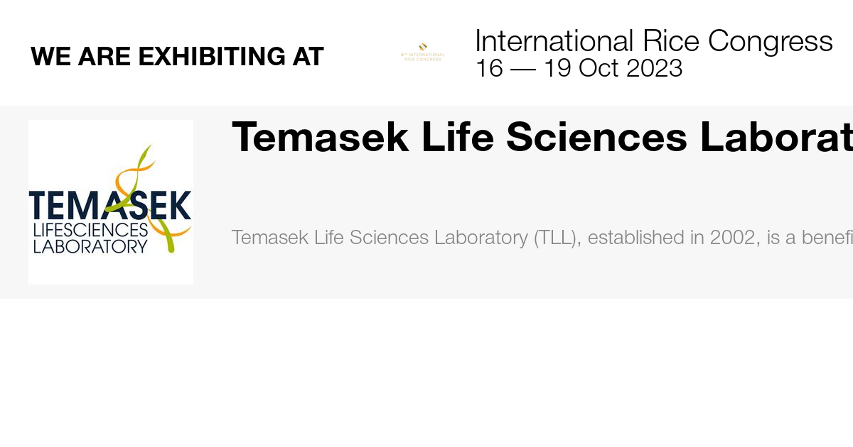 Tt Life Science Temasek Life Sciences Laboratory (TLL)