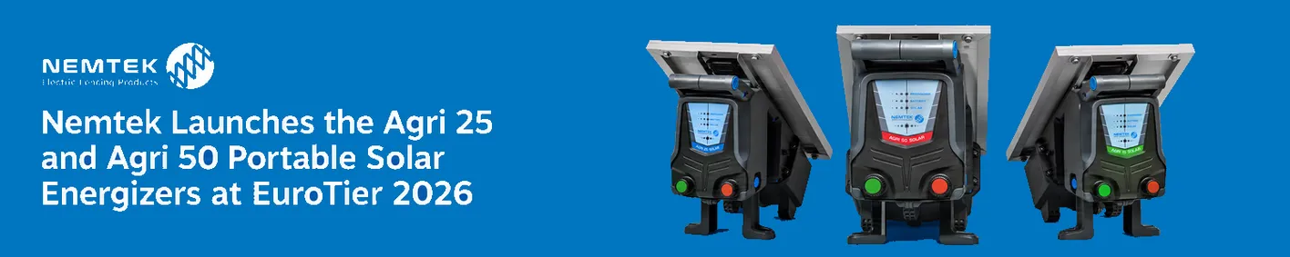 Nemtek Launches the Agri 25 and Agri 50 Portable Solar Energizers at EuroTier 2026 Nemtek Launches the Agri 25 and Agri 50 Portable Solar Energizers at EuroTier 2026