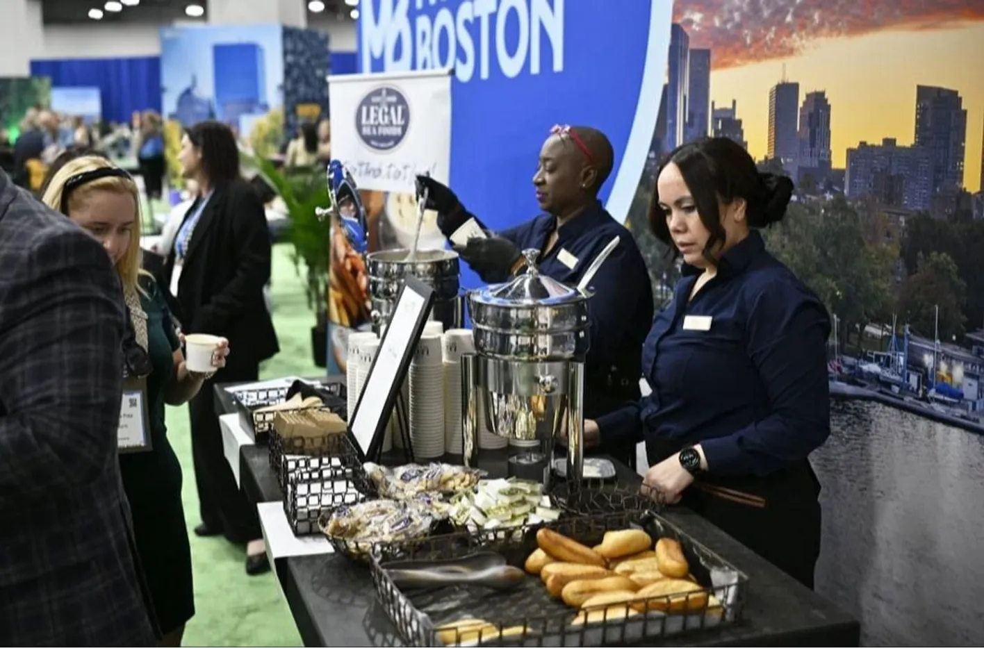 Serving up food at a booth