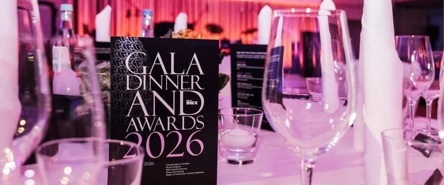 Close up of a table with the gala dinner awards menu