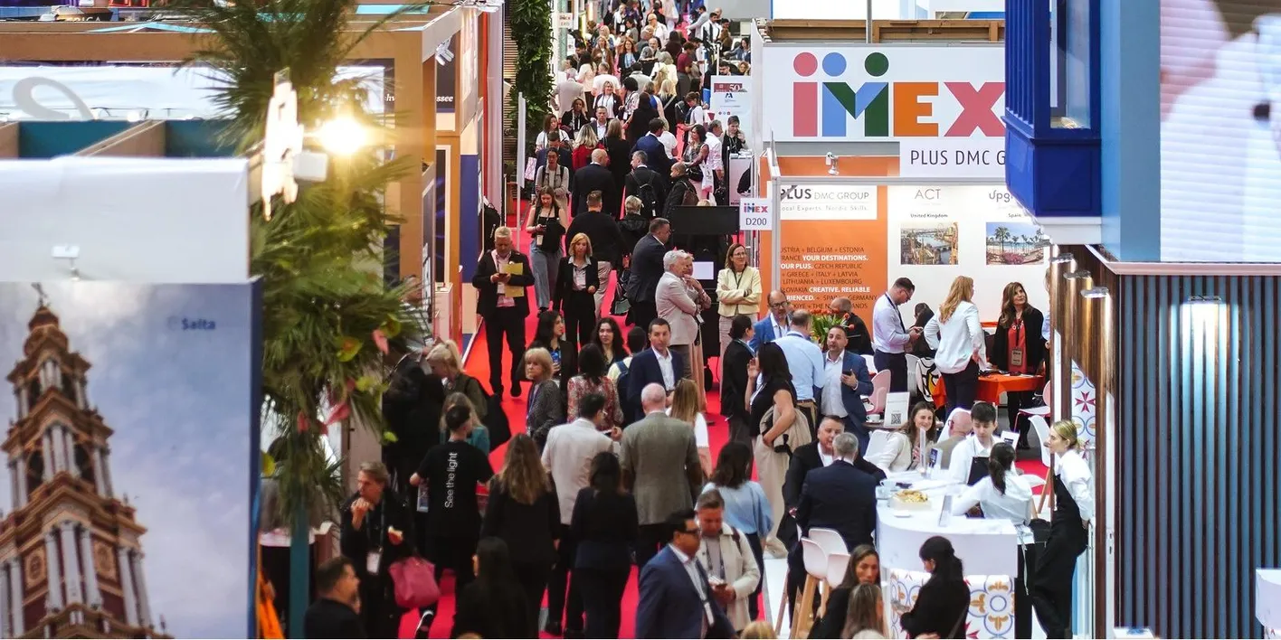 Busy show floor amongst booths