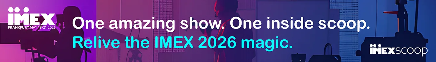 Branded banner promoting IMEX scoop 2026 show review