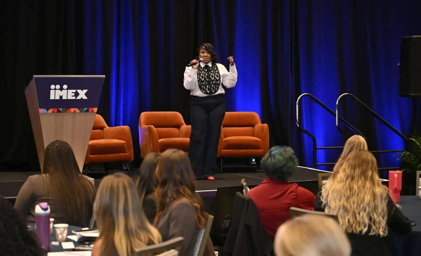 Students facing the stage during a future leaders lab session