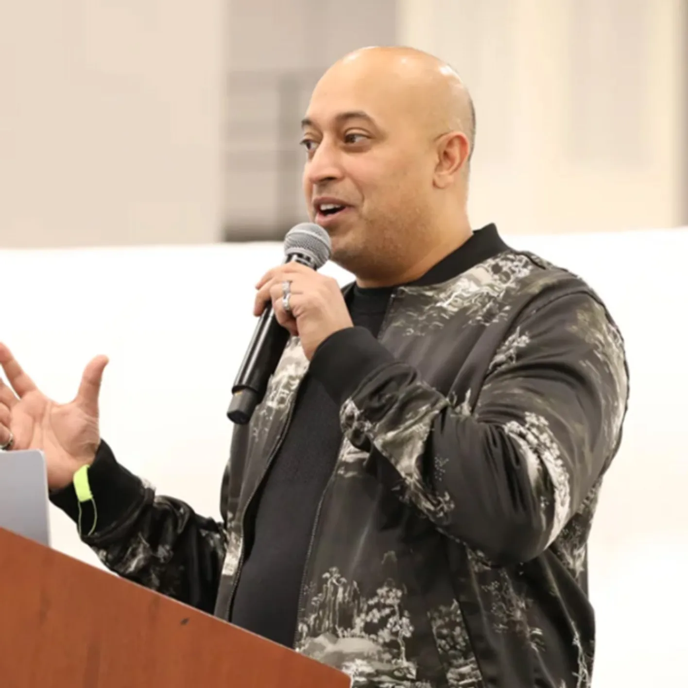 Speaker onstage for education talk at IMEX
