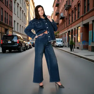 Glitter-Effect Flared Denim Pants - 82955