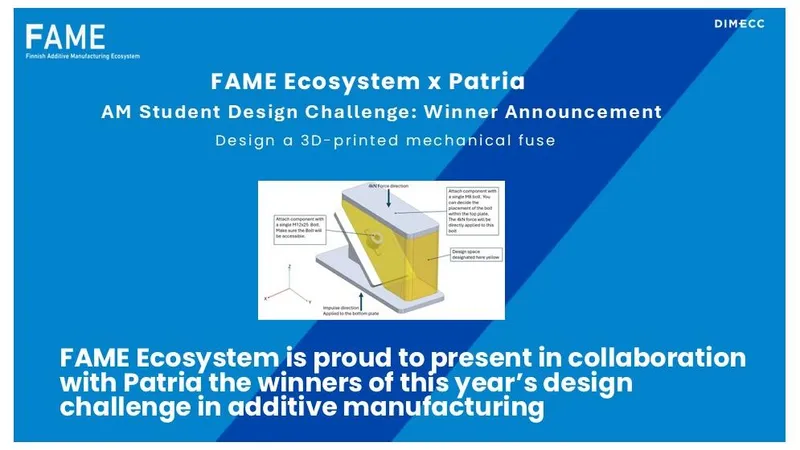 FAME Design Challenge – opiskelijakilpailun voittajien julkistaminen (AM Student Design Challenge: Winner Announcement)