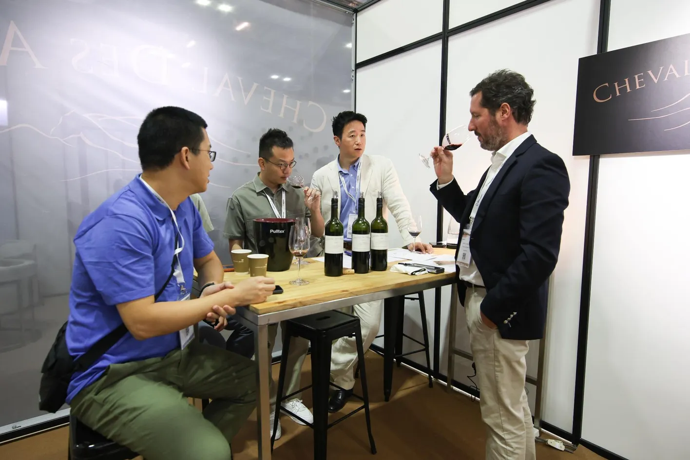 Group of wine professionals having a scheduled meeting at Vinexpo Asia
