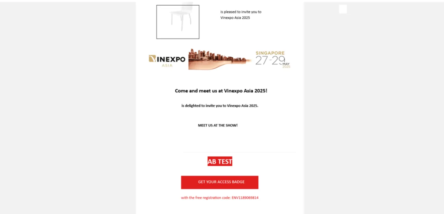Screenshot of exhibitor communication tools including banners and e-invitations