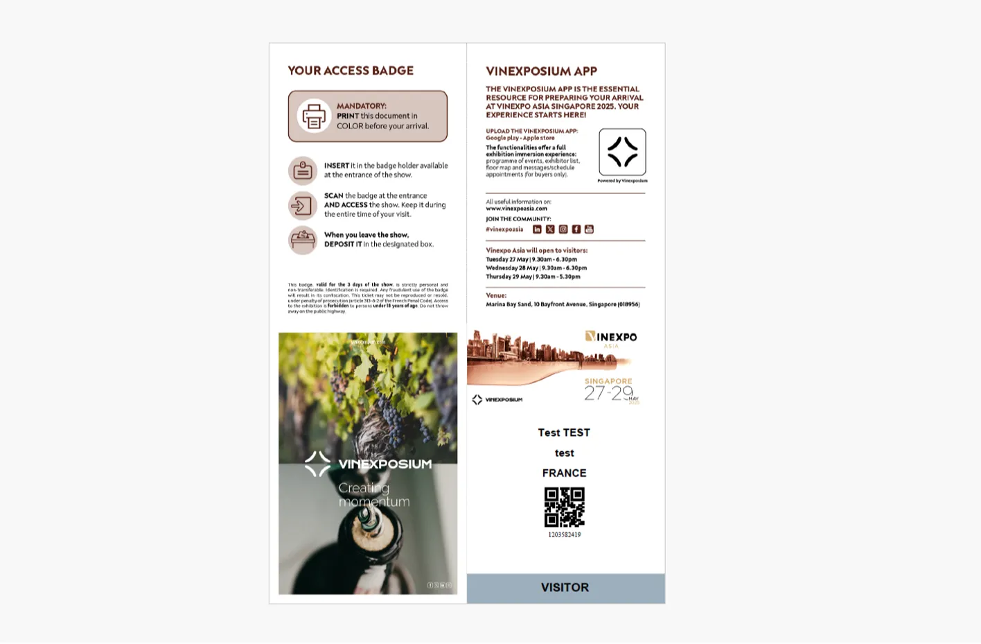 Screenshot showing how to generate exhibitor badges from the platform