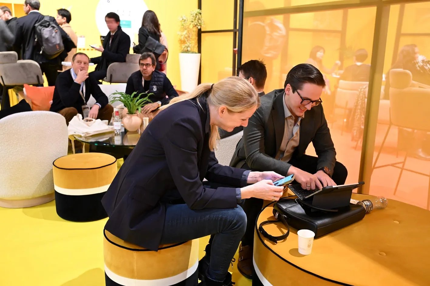 Buyers following their pre-scheduled meeting during  Wine Paris