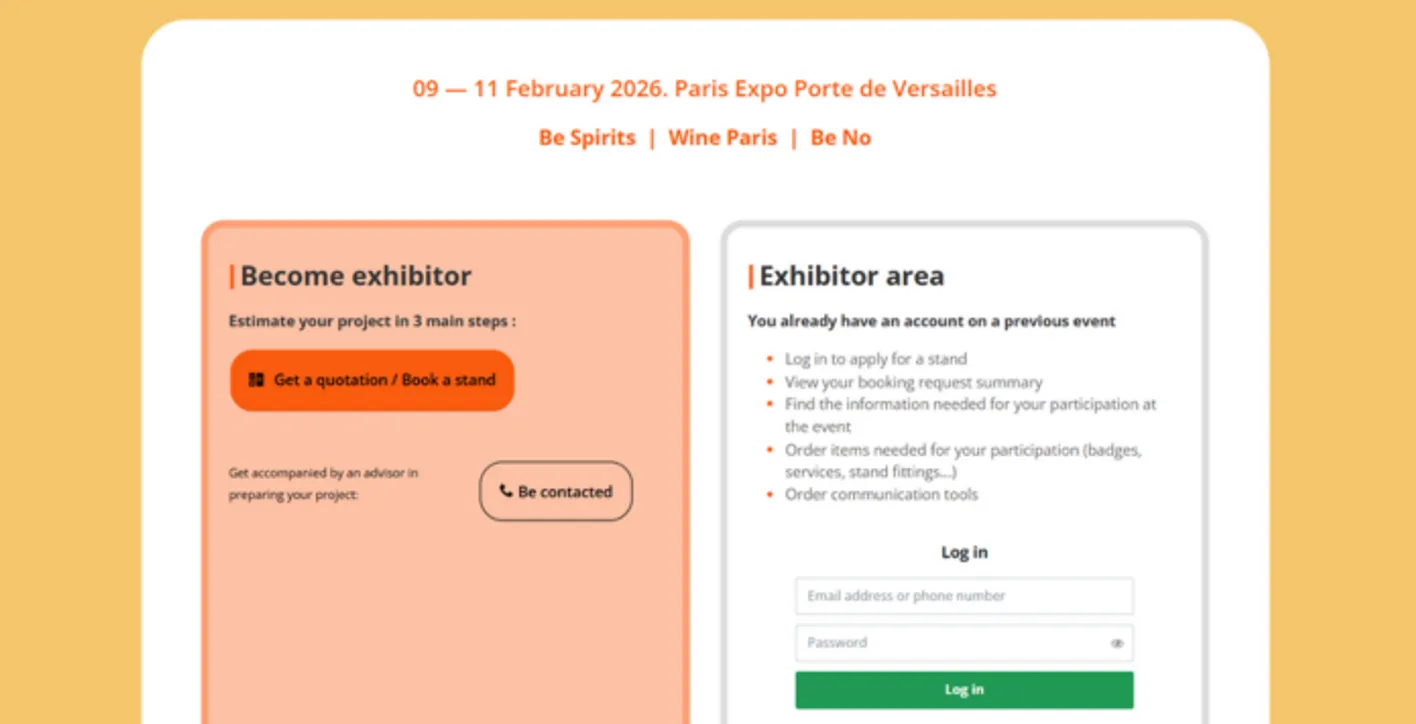 Exhibitor Space dashboard — tools for badges, banners and practical info