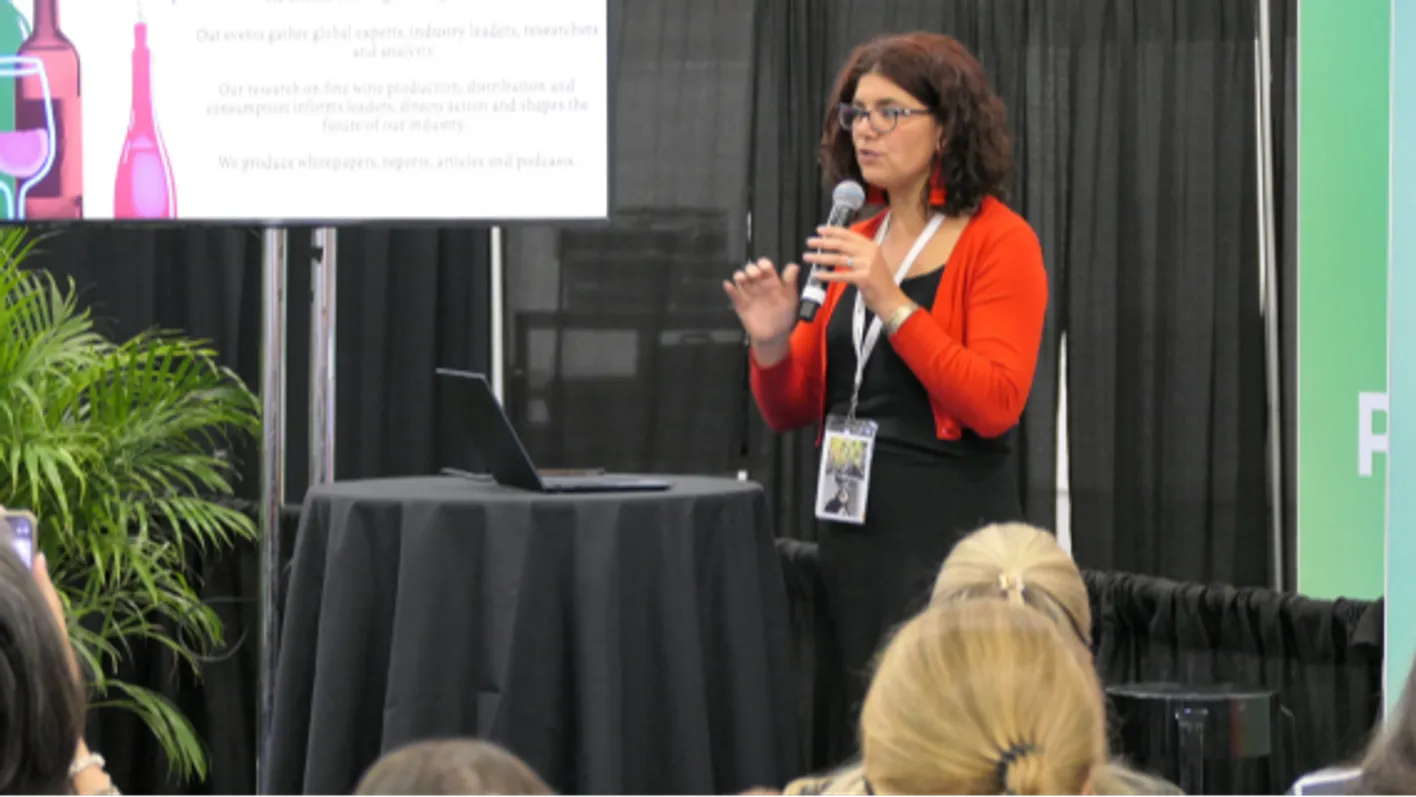 Three speakers during a masterclass at Vinexpo Americas.