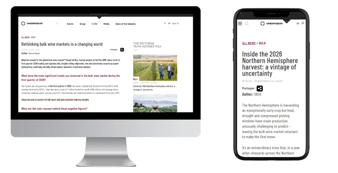 WBWE Voice articles about Bulk wine on a laptop and smartphone