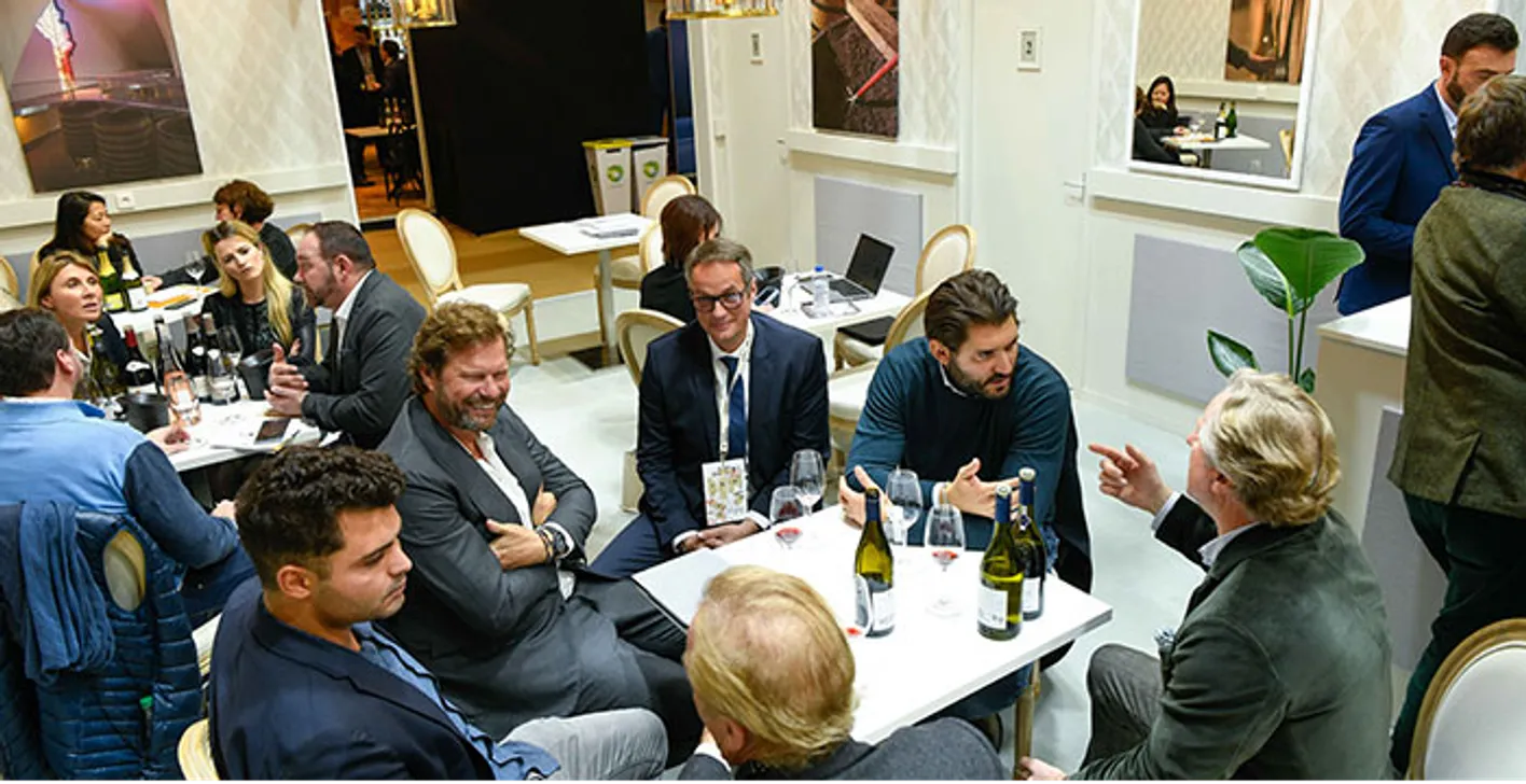 Group of professionals tasting French wines during Wine Paris expo